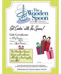 gift certificates the wooden spoon