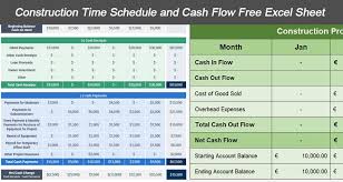 schedule and cash flow free excel sheet
