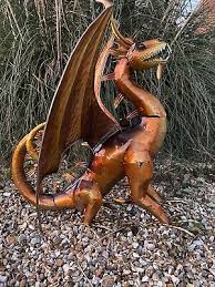Burnt Orange Large Dragon Sculpture
