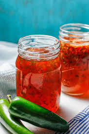 homemade pepper jelly family food on