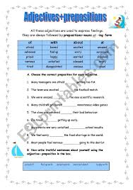 Adjectives Prepositions Exercises Esl Worksheet By