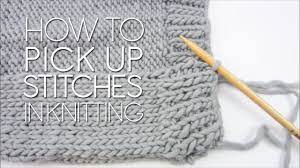 As a general rule, pick up one stitch for each stitch along the top or bottom of the piece, and pick up three stitches for every four rows along the sides. How To Pick Up Stitches In Knitting Youtube