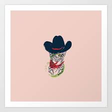 Cat In A Cowboy Hat Art Print