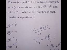 Quadratic Equations With Alpha And Beta
