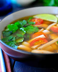 vegetarian tom yum soup cilantro and