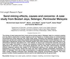 bibliography envis centre ministry of environment forest govt sand mining effects causes and concerns a case study from bestari jaya selangor peninsular