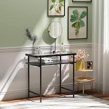 black gltop vanity table