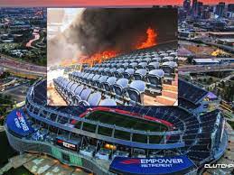 Raging fire breaks out at Mile High Stadium