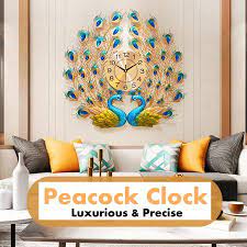 23 6 Peacock 3d Wall Clock Crystal