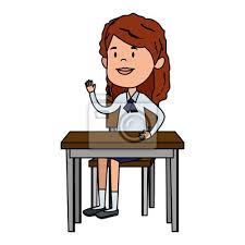 happy student girl seated in school