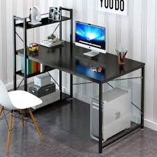 Computer tables are commonly used in offices and homes. Dripex Christmas Deal Steel Frame Wooden Home Office Table With 4 Tier Diy Storage Shelves Computer Pc Laptop Desk Study Table Workstation For Home Office Dark Black Buy Online In United