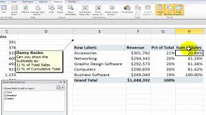 percenes of in excel pivot tables