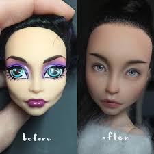 artist removes dolls makeup and turns