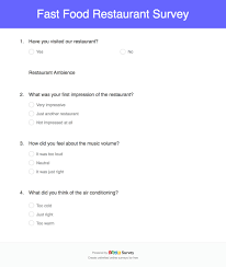 Only ask the questions you intend to take action on immediately. Fast Food Restaurant Survey Template Zoho Survey