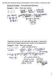 8 6 Notes Solving Rational Equations