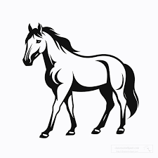 outline clipart horse black