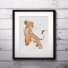 Simba Lion King Watercolor Print Disney