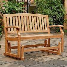 Teak 4 Foot Arched Patio Glider Bench