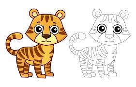 children coloring book funny tiger