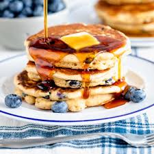healthy whole wheat blueberry pancakes