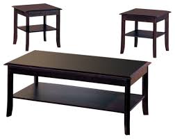 Dark Cherry Wood Coffee Table And 2 End