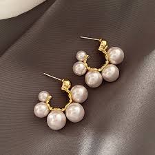 luxury pearl hoop earrings