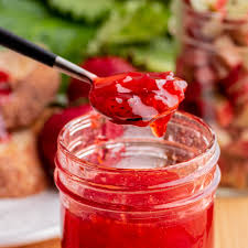 homemade strawberry rhubarb jam dish