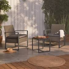 2 Seater Grey Garden Chairs And Table