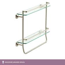 double glass shelf with towel bar