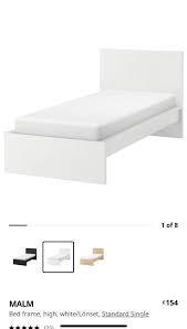 Ikea Malm White Single Bed Frame High