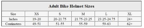 Child Helmet Size Chart Bike Accessories
