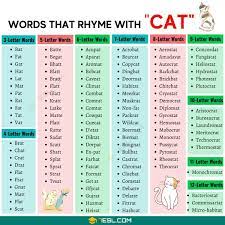 390 best words that rhyme with cat 7esl
