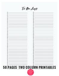 To Do List Printables For Teachers 2 Columns Things To Do Pages