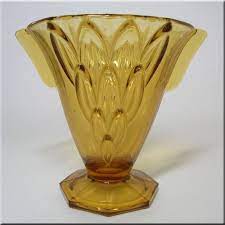 Stölzle Art Deco Amber Glass Vase Made