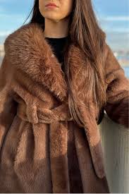 Faux Fur Short Coat With Removable Belt