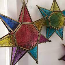 Moroccan Style Star Lantern In Coloured