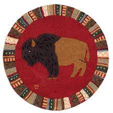 cinnamon buffalo hooked wool rug