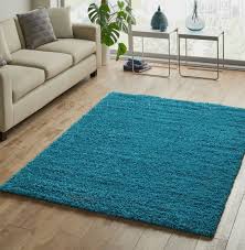 large thick teal blue modern gy rug