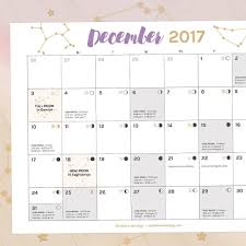 Free Printable Moon Calendar For December 2017