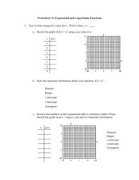 Worksheet 10 Exponential Functions
