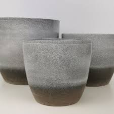 semi glazed moon grey ceramic planter