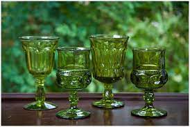 Vintage Green Colored Glass Goblets