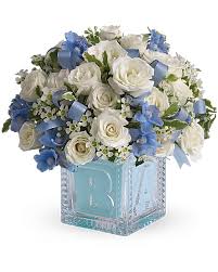Maybe you would like to learn more about one of these? Baby S First Block By Teleflora Blue Bouquet Teleflora