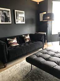Black Velvet Sofa Boho Livingroom