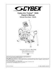 cybex arc trainer 362a owner s manual