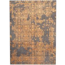 hand knotted erased wool and silk rug