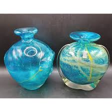 Two Medina Hand Blown Art Glass Vases