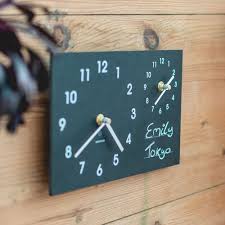Time Zone Wall Clock With Chalk Made