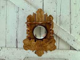 Wooden Shelf With Mirror With Wall
