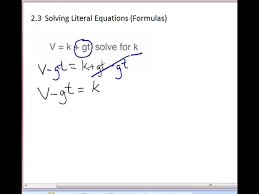 Solving Literal Equations Formulas